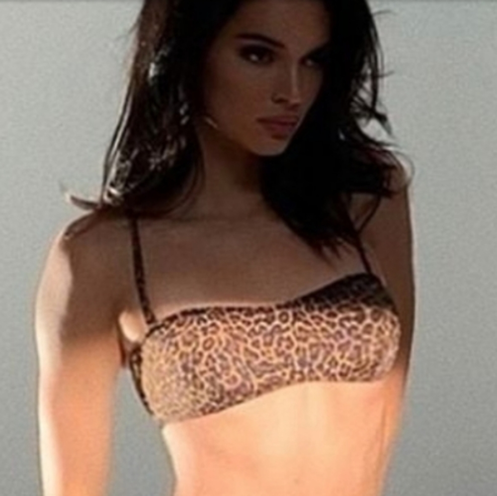 Kendall &‎ Kylie Leopard Bandeau Swim Top Brown Black L